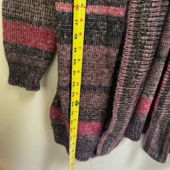 ESPRIT Open Front Stripe Cardigan Sweater Shawl Collar Pocket Cotton Soft Cozy M - Picture 16 of 16